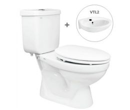 Bồn Cầu Viglacera VT18M 2 Khối Nắp Êm Kèm Chậu VTL2