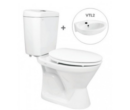Bồn Cầu Viglacera VI66 2 Khối Nắp Êm Kèm Lavabo VTL2